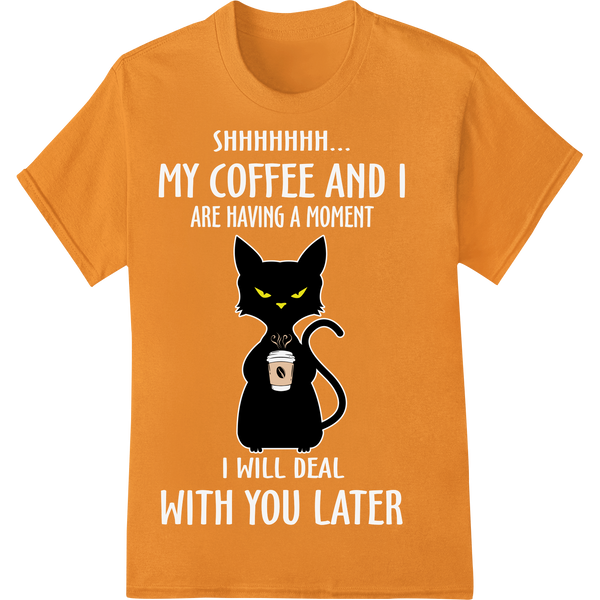 Retro Black Cat Coffee Halloween DTF Print Heat Transfer on orange shirt - SUPERDTF-DTF Prints-DTF Transfers-Custom DTF Prints