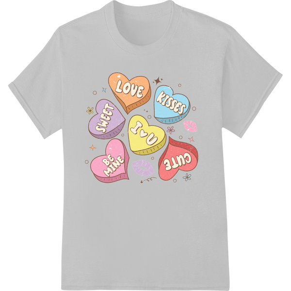 Adorable Valentine's Conversation Hearts DTF Print Transfer on white shirt - SUPERDTF-DTF Prints-DTF Transfers-Custom DTF Prints