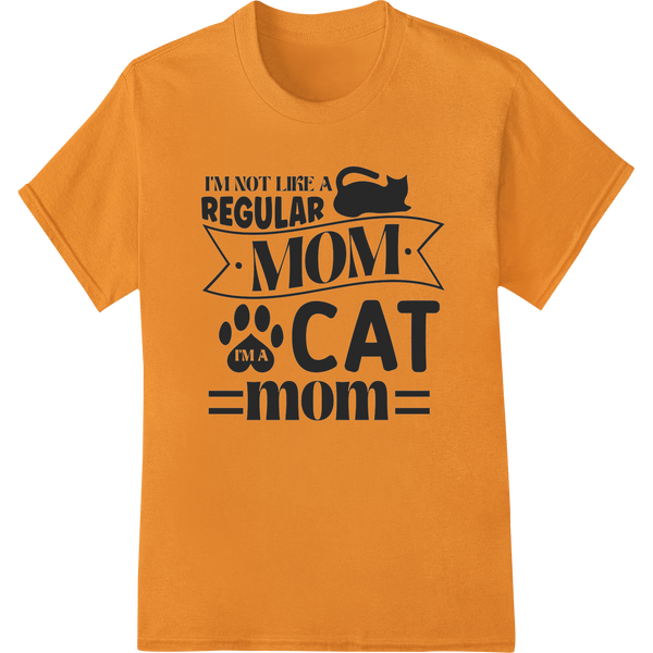 Purr-fect Gift: Funny Cat Mom DTF Print Heat Transfer on orange shirt - SUPERDTF-DTF Prints-DTF Transfers-Custom DTF Prints