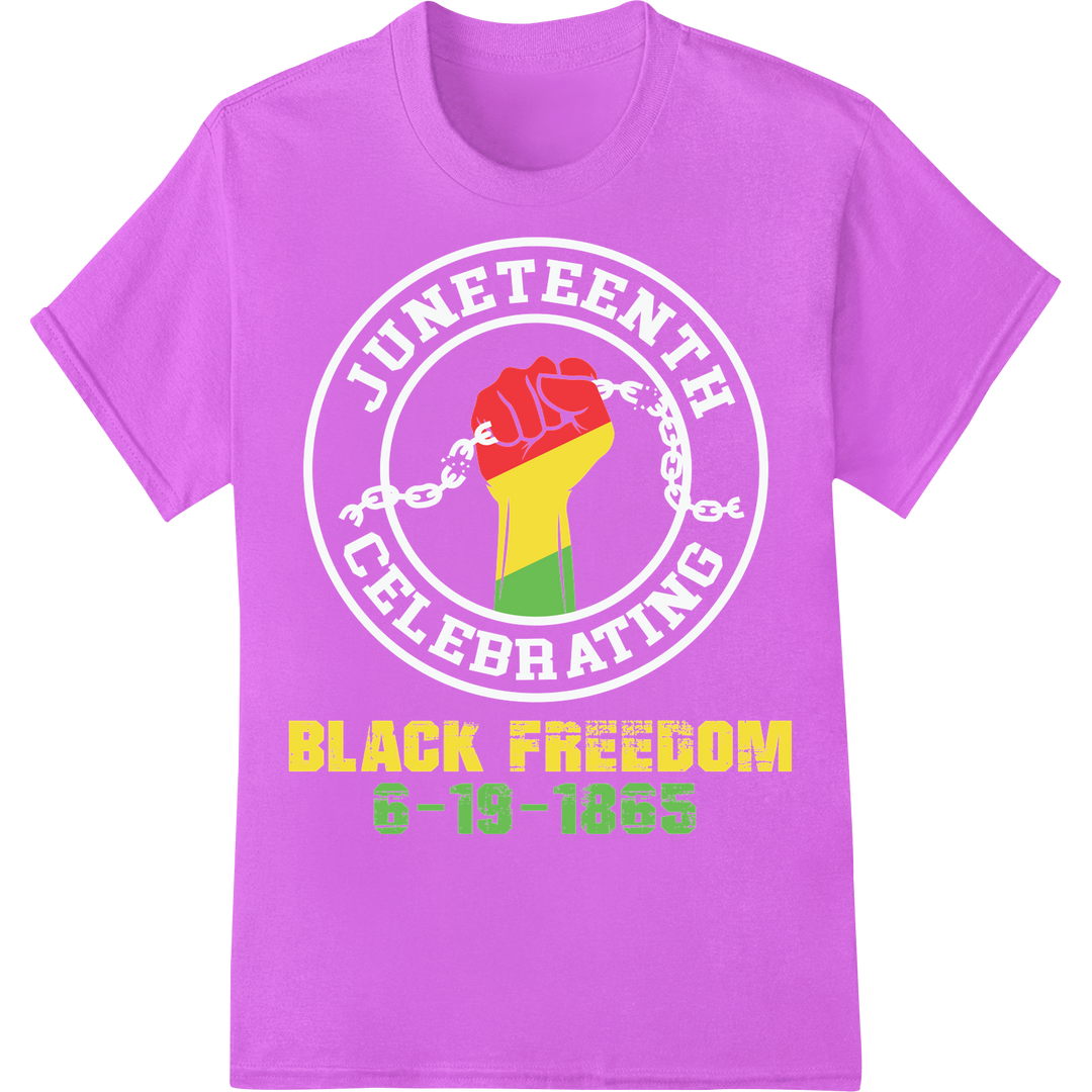 Juneteenth Freedom Fist - Powerful Black Liberation Design on purple shirt - SUPERDTF-DTF Prints-DTF Transfers-Custom DTF Prints