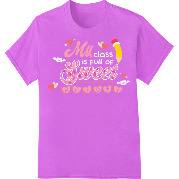 Adorable 'My Sweet Valentine' Teacher DTF Print Heat Transfer on purple shirt - SUPERDTF-DTF Prints-DTF Transfers-Custom DTF Prints