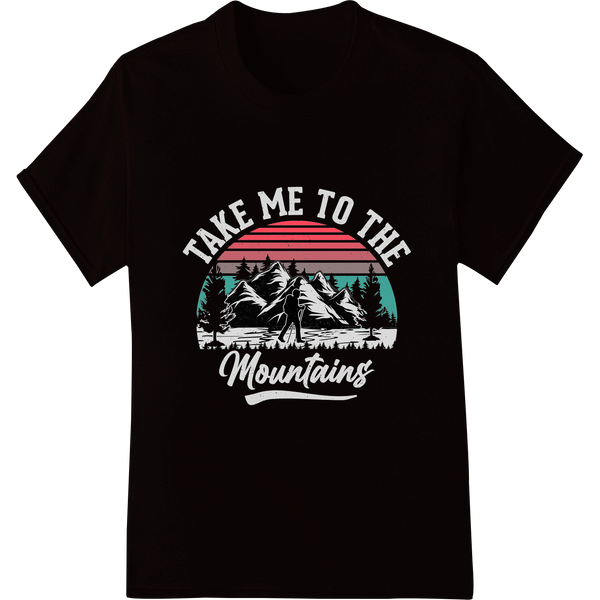 Retro Mountain Adventure DTF Print Heat Transfer on black shirt - SUPERDTF-DTF Prints-DTF Transfers-Custom DTF Prints