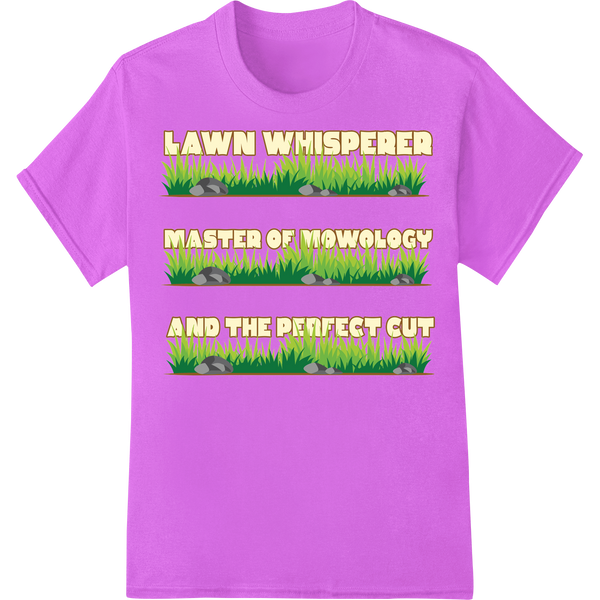 Lawn Whisperer DTF Print Transfer | Master Landscaper Design on purple shirt - SUPERDTF-DTF Prints-DTF Transfers-Custom DTF Prints