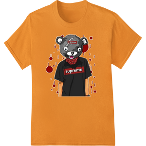 Unique customized apparel for Edgy Supreme Teddy Bear DTF Print for Bold Streetwear Style