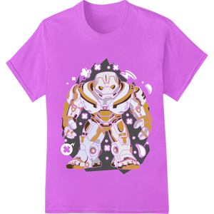 Futuristic Gold Robot Illustration | DTF Print Design enhanced with professional custom t-shirts