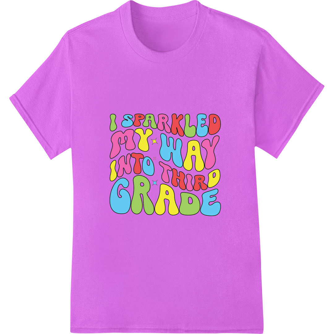 Sparkle Your Way Into 3rd Grade - Fun DTF Print Transfer on purple shirt - SUPERDTF-DTF Prints-DTF Transfers-Custom DTF Prints