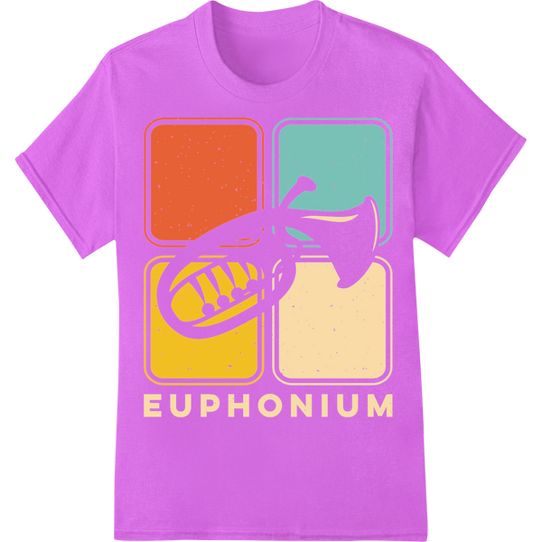 Vibrant Euphonium Silhouette | Colorful Music DTF Print on purple shirt - SUPERDTF-DTF Prints-DTF Transfers-Custom DTF Prints