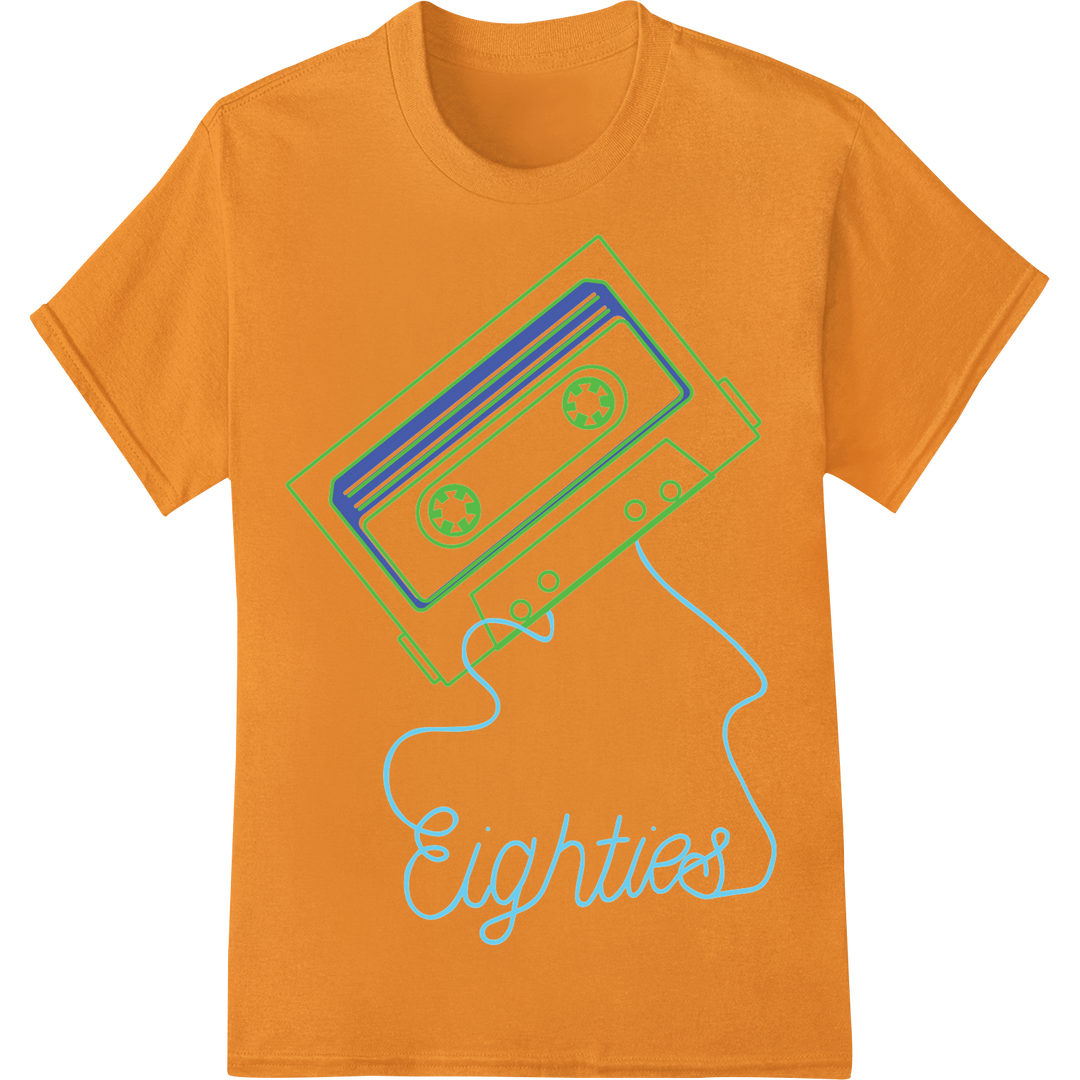 Retro 80s Cassette Tape DTF Print Heat Transfer | Throwback on orange shirt - SUPERDTF-DTF Prints-DTF Transfers-Custom DTF Prints