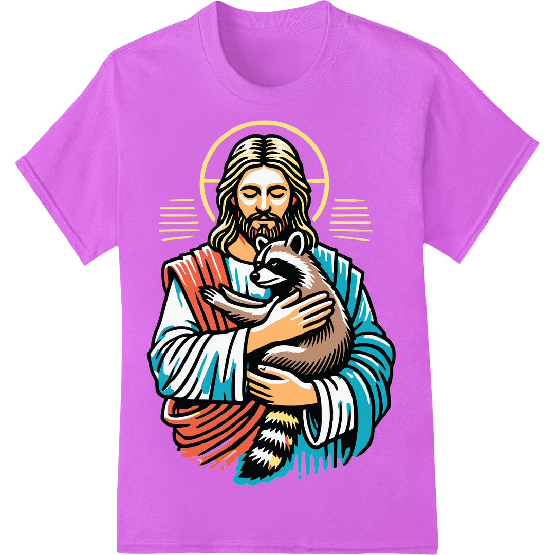 Bold Jesus Christ Portrait DTF Heat Transfer Print | Divine on purple shirt - SUPERDTF-DTF Prints-DTF Transfers-Custom DTF Prints