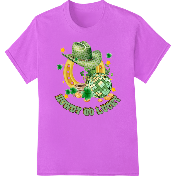 Lucky Go Luck: St. Patrick's Day Western Heat Transfer on purple shirt - SUPERDTF-DTF Prints-DTF Transfers-Custom DTF Prints