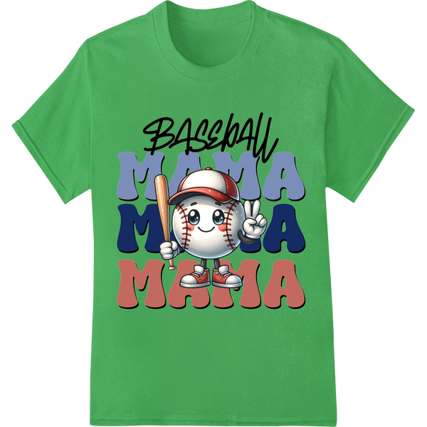 Baseball Mama Heat Transfer - Perfect for Sports Moms! on green shirt - SUPERDTF-DTF Prints-DTF Transfers-Custom DTF Prints