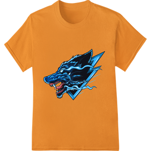 Premium quality custom garment printing on Fierce Blue Wolf - Edgy Fantasy DTF Print Heat Transfer