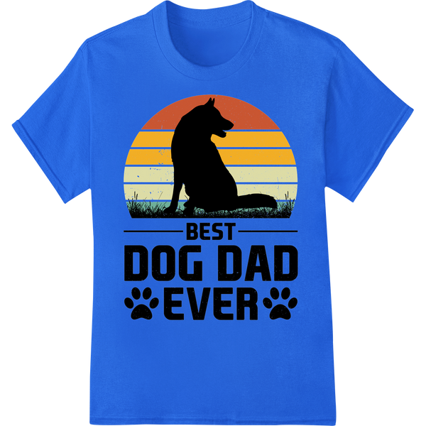 Vintage Dog Dad T-Shirt Design - Best Dog Father Gift Idea on blue shirt - SUPERDTF-DTF Prints-DTF Transfers-Custom DTF Prints