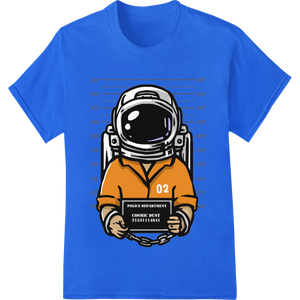 Custom high-quality t-shirt printing design - Imprisoned Astronaut: Vintage Mugshot DTF Print Heat Transfer