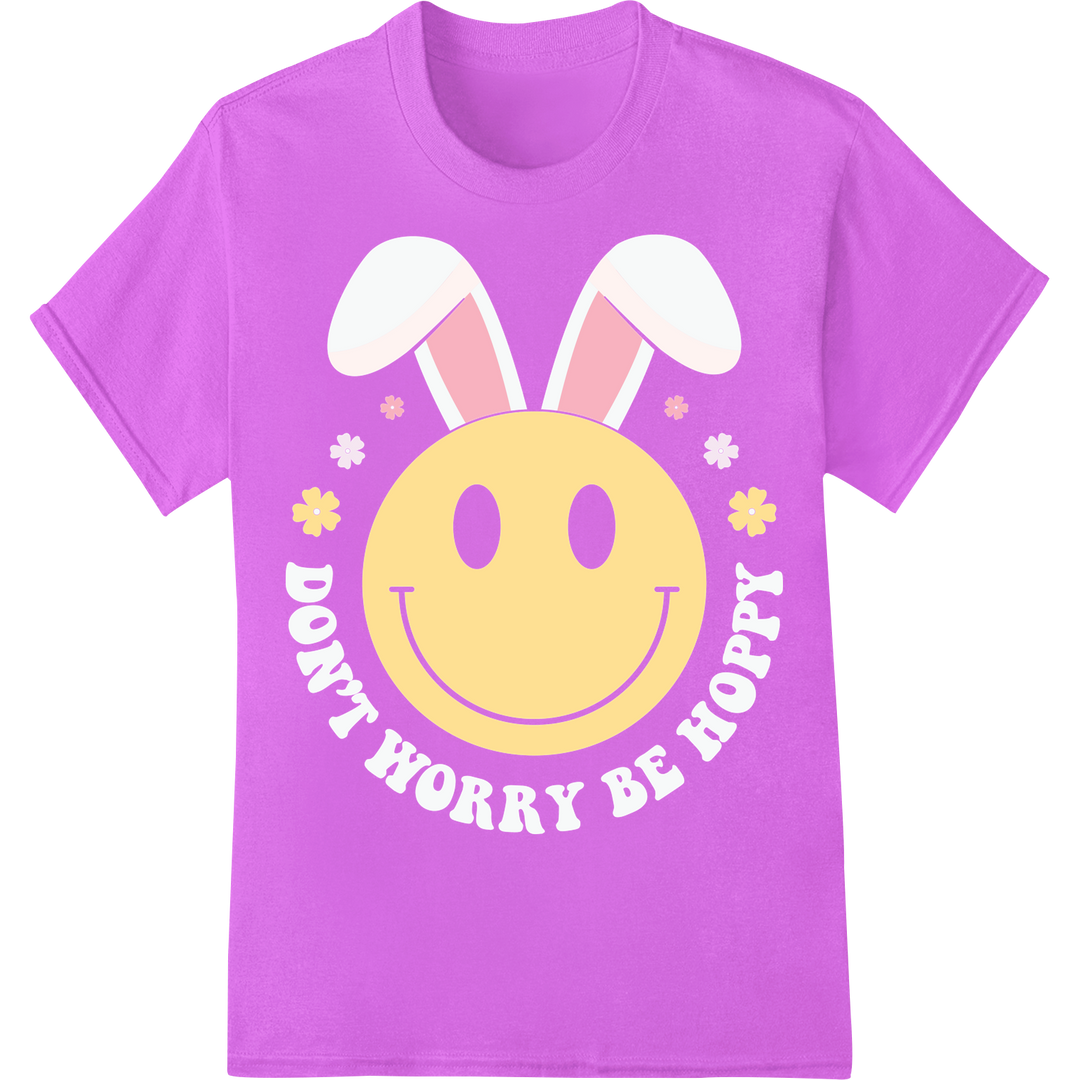 Retro Easter Bunny Smiley Face DTF Print Heat Transfer on purple shirt - SUPERDTF-DTF Prints-DTF Transfers-Custom DTF Prints