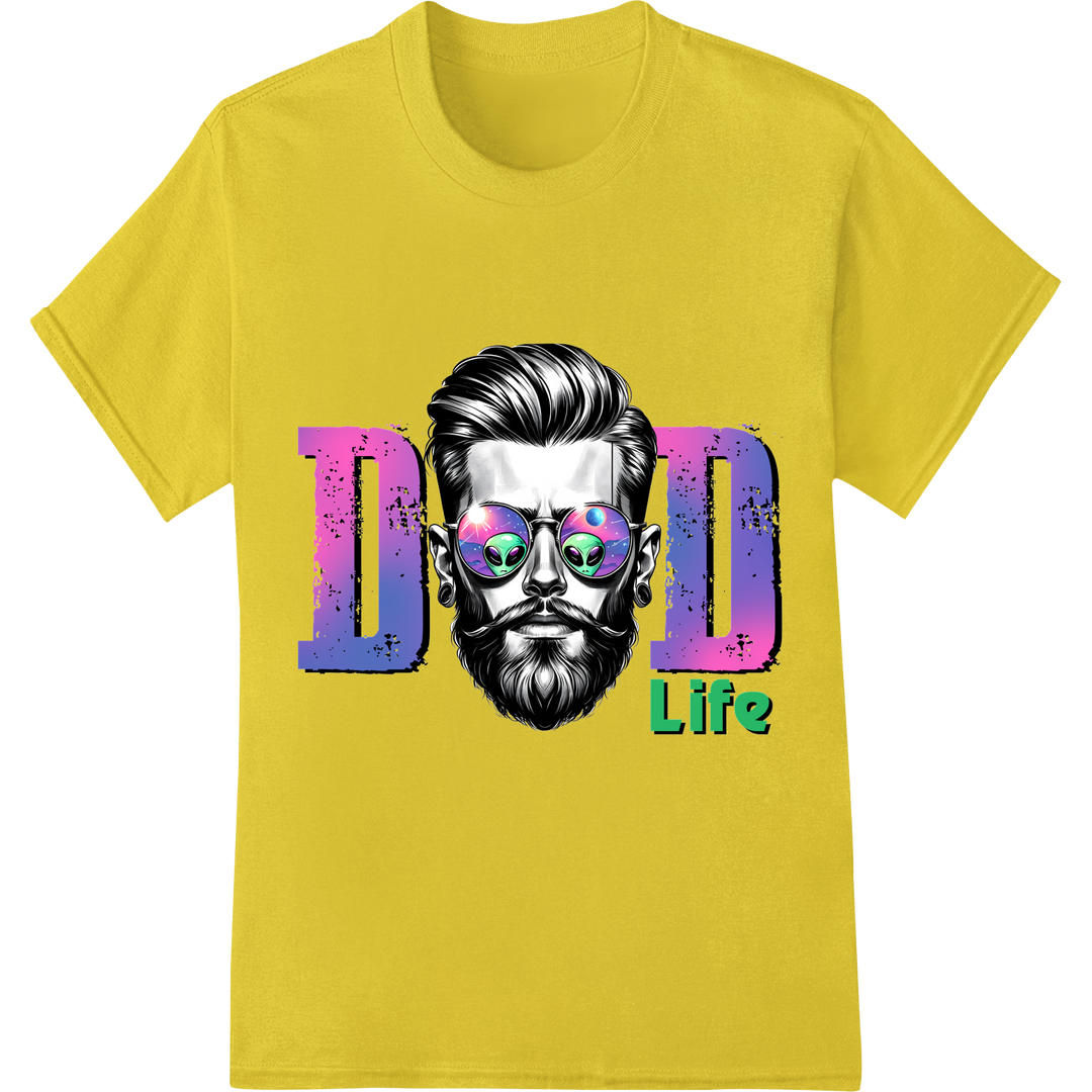 Trendy Hipster Dad Life - Colorful Father's Day DTF Print on yellow shirt - SUPERDTF-DTF Prints-DTF Transfers-Custom DTF Prints