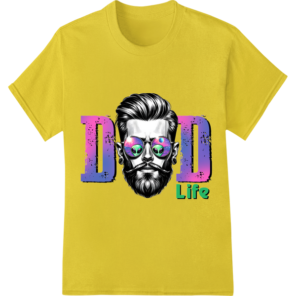 Trendy Hipster Dad Life - Colorful Father's Day DTF Print on yellow shirt - SUPERDTF-DTF Prints-DTF Transfers-Custom DTF Prints