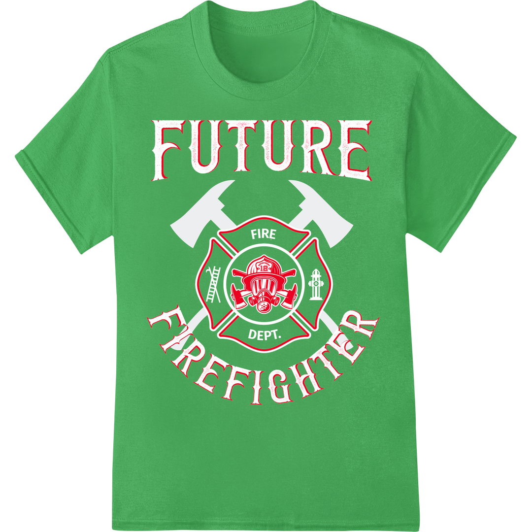 Bold Future Firefighter DTF Print Transfer | Fire Emblem on green shirt - SUPERDTF-DTF Prints-DTF Transfers-Custom DTF Prints