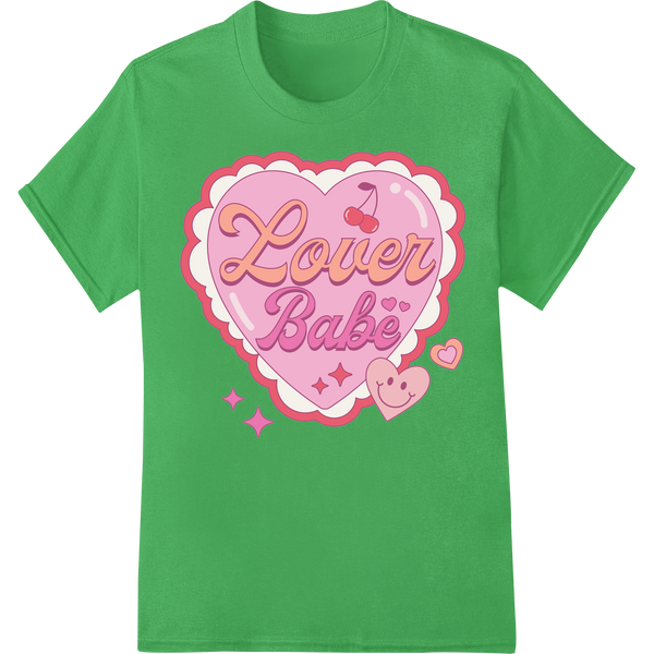 Retro Valentine Lover Babe Heat Transfer Print | Super DTF on green shirt - SUPERDTF-DTF Prints-DTF Transfers-Custom DTF Prints