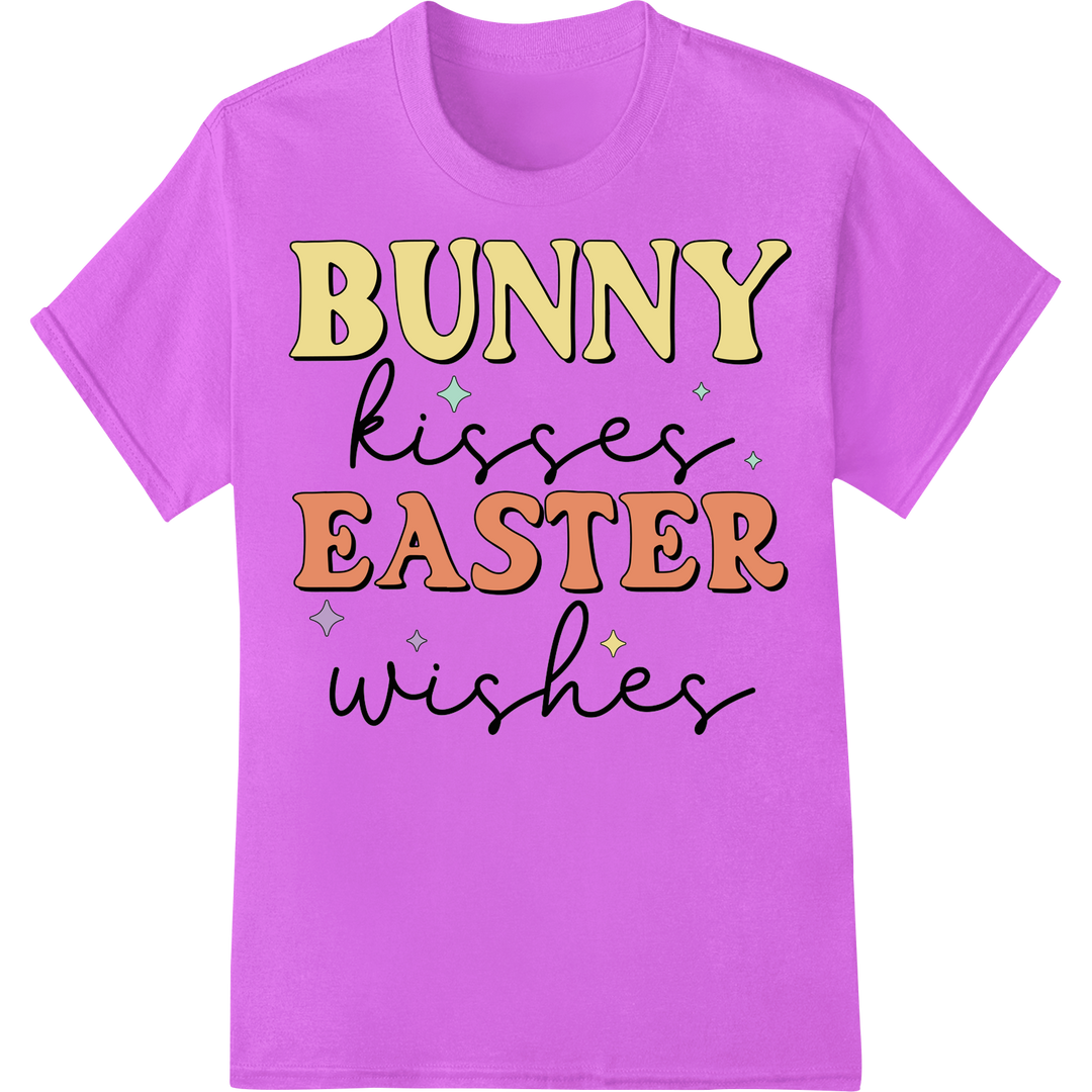 Adorable 'Bunny Kisses Easter Wishes' DTF Print Transfer on purple shirt - SUPERDTF-DTF Prints-DTF Transfers-Custom DTF Prints