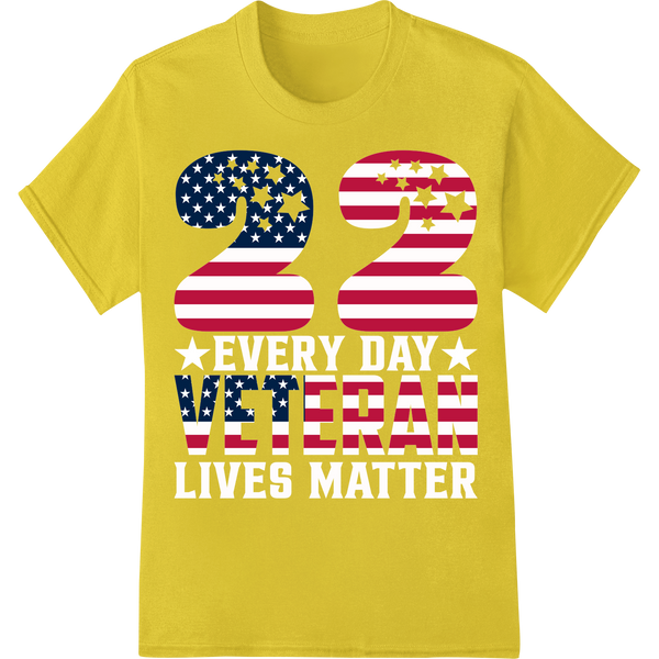 Bold Patriotic Veterans Day DTF Print - Stars & Stripes 22 on yellow shirt - SUPERDTF-DTF Prints-DTF Transfers-Custom DTF Prints