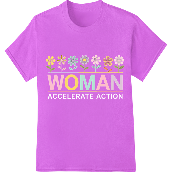 Celebrate Women's Power with Vibrant Floral DTF Print on purple shirt - SUPERDTF-DTF Prints-DTF Transfers-Custom DTF Prints