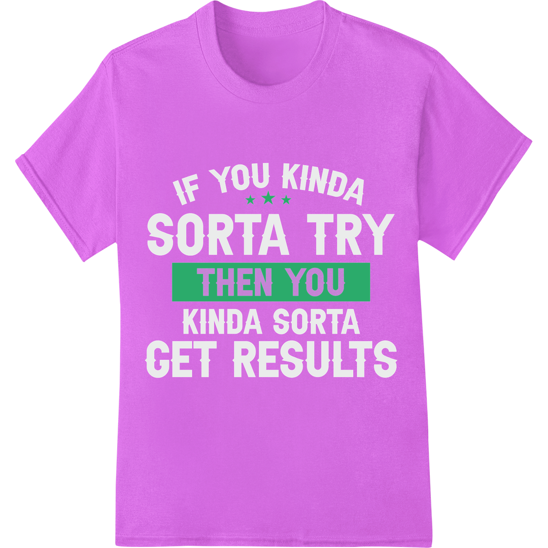 Motivational Gym DTF Print: Give Your All, Get Results on purple shirt - SUPERDTF-DTF Prints-DTF Transfers-Custom DTF Prints