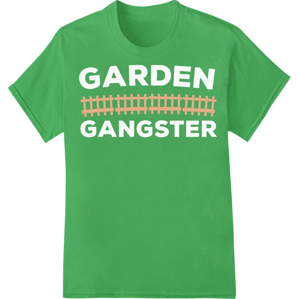 Rustic Charm: Wooden Fence Heat Transfer for Garden Style on green shirt - SUPERDTF-DTF Prints-DTF Transfers-Custom DTF Prints