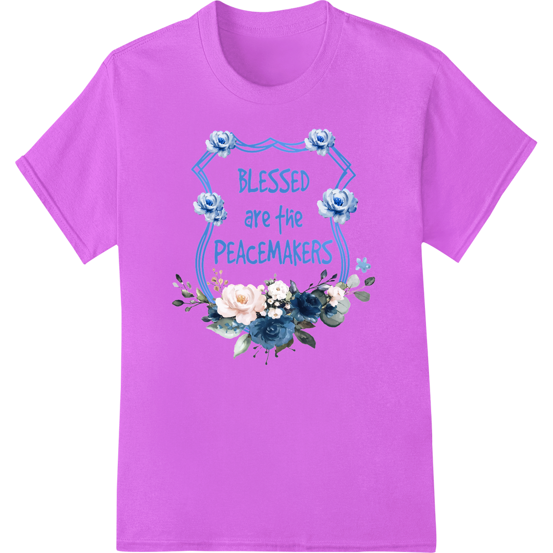 Blessed Peacemakers: Inspirational DTF Print Heat Transfer on purple shirt - SUPERDTF-DTF Prints-DTF Transfers-Custom DTF Prints