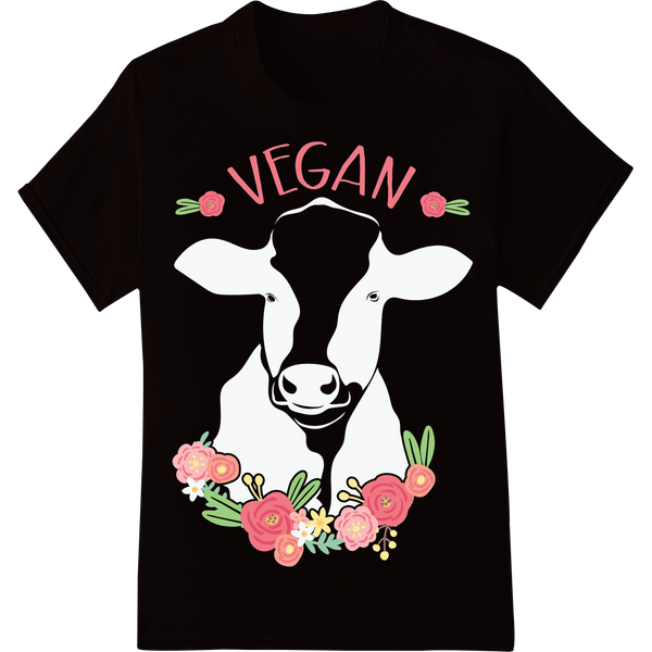 Vibrant Vegan Floral DTF Print Heat Transfer | Cruelty-Free on black shirt - SUPERDTF-DTF Prints-DTF Transfers-Custom DTF Prints