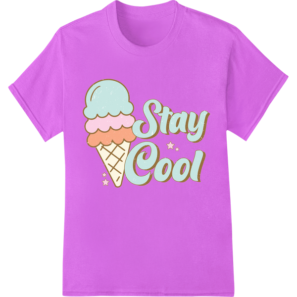 Stay Cool Retro Ice Cream DTF Print Heat Transfer | Summer on purple shirt - SUPERDTF-DTF Prints-DTF Transfers-Custom DTF Prints