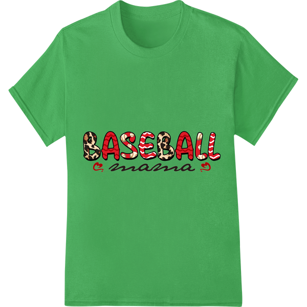 Fierce Baseball Mama Leopard Print | DTF Heat Transfer on green shirt - SUPERDTF-DTF Prints-DTF Transfers-Custom DTF Prints