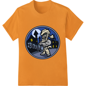 Spooky Halloween Mummy Cartoon DTF Print Heat Transfer enhanced with professional DTF printing service