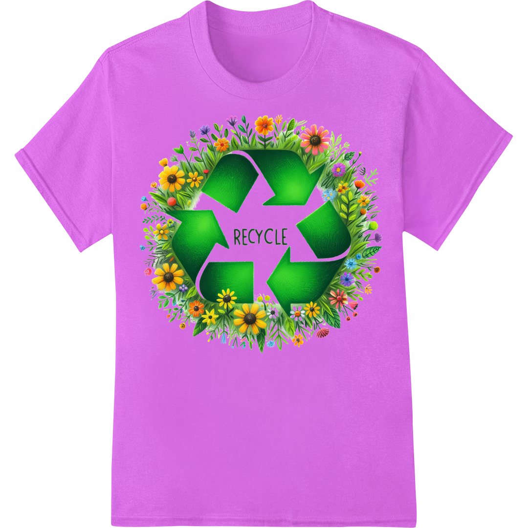 Eco-Friendly Earth Day Recycling Symbol DTF Print Transfer on purple shirt - SUPERDTF-DTF Prints-DTF Transfers-Custom DTF Prints