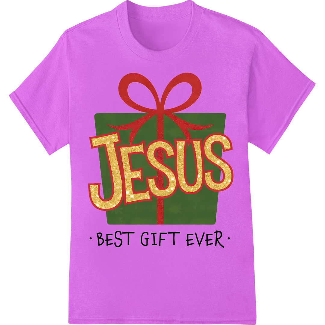 Jesus - The Best Gift Ever | Christian Christmas DTF Print on purple shirt - SUPERDTF-DTF Prints-DTF Transfers-Custom DTF Prints