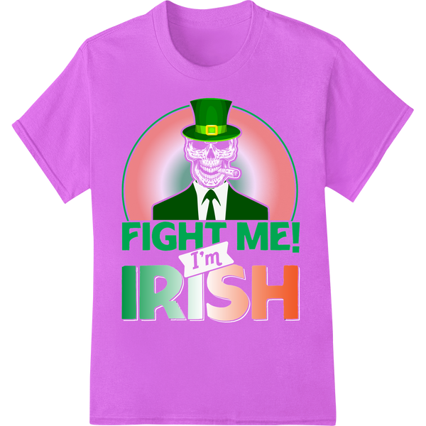 Bold 'FIGHT ME! IRISH' St. Patrick's Day DTF Print Transfer on purple shirt - SUPERDTF-DTF Prints-DTF Transfers-Custom DTF Prints