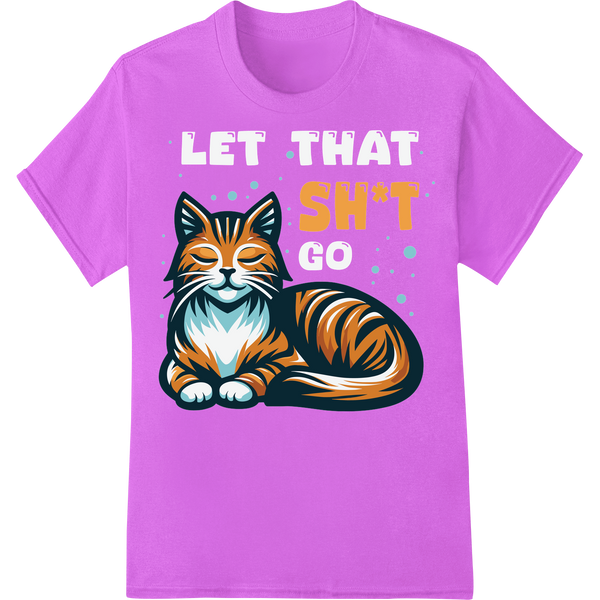 Sassy Cat Says SH*T Funny Feline Lovers DTF Heat Transfer on purple shirt - SUPERDTF-DTF Prints-DTF Transfers-Custom DTF Prints