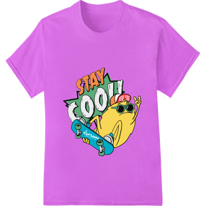 Durable custom apparel applied to Skateboarding Dog Says 'Stay Cool' - Fun DTF Print Transfer