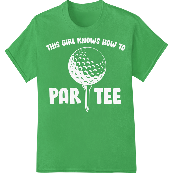 Sleek Golf-Inspired Geometric DTF Print Heat Transfer on green shirt - SUPERDTF-DTF Prints-DTF Transfers-Custom DTF Prints