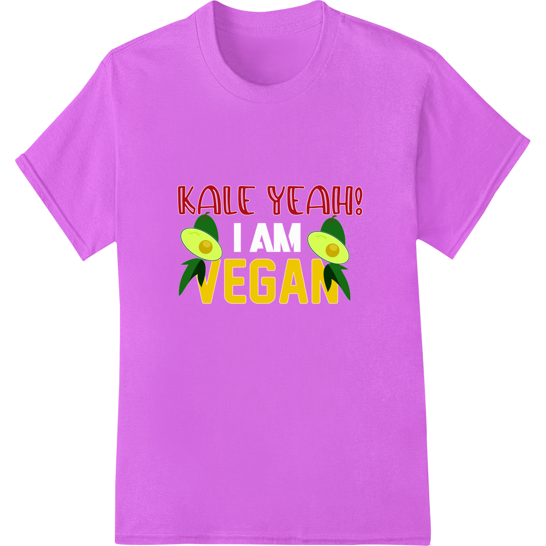 Bold 'KALE YEAH! VEGAN' DTF Print Heat Transfer | Super DTF on purple shirt - SUPERDTF-DTF Prints-DTF Transfers-Custom DTF Prints