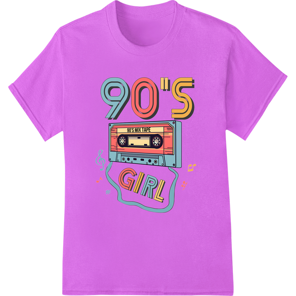 Retro '90's Girl' DTF Print Transfer | Vintage Cassette Tape on purple shirt - SUPERDTF-DTF Prints-DTF Transfers-Custom DTF Prints