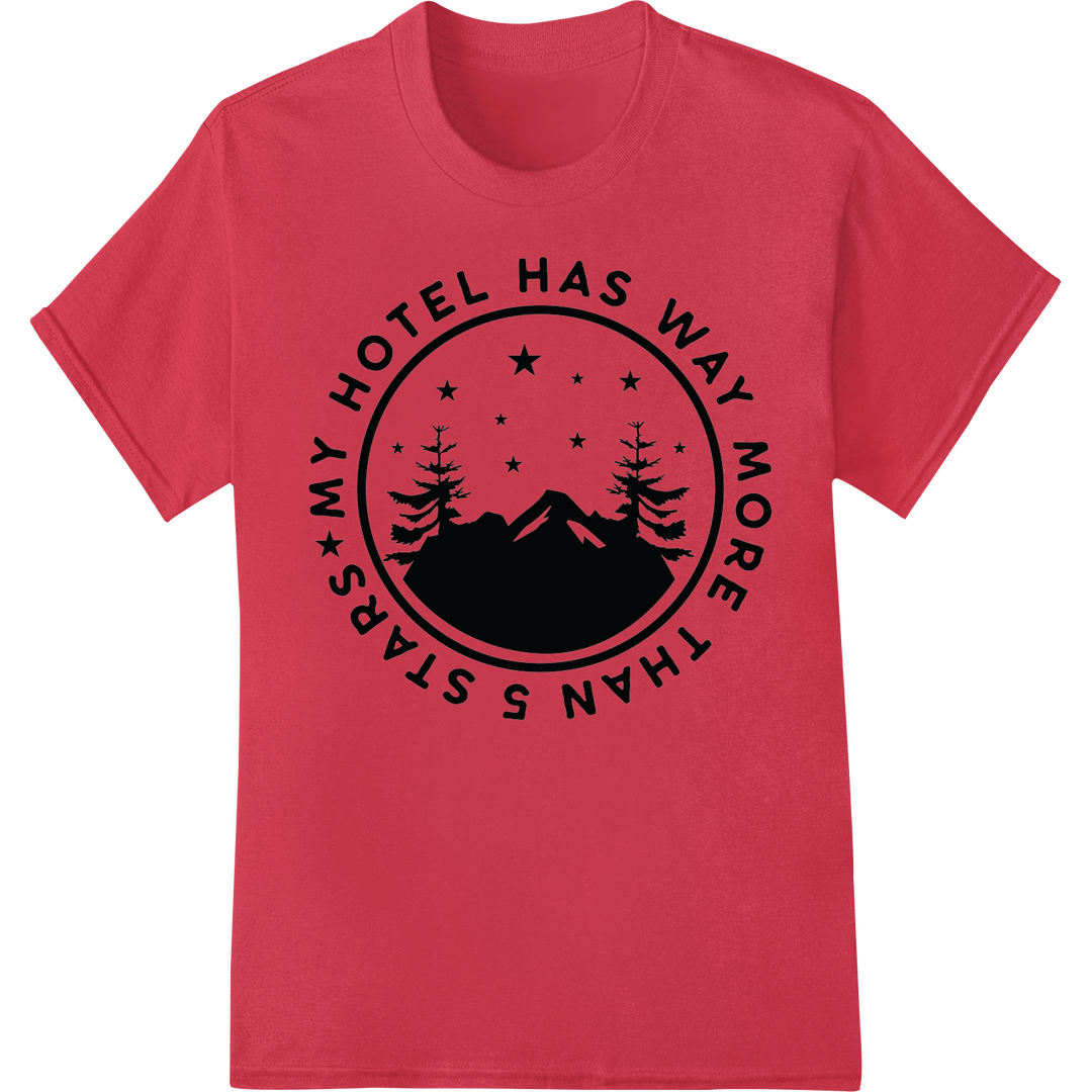 Adventurous Mountain Nights DTF Print Heat Transfer on red shirt - SUPERDTF-DTF Prints-DTF Transfers-Custom DTF Prints