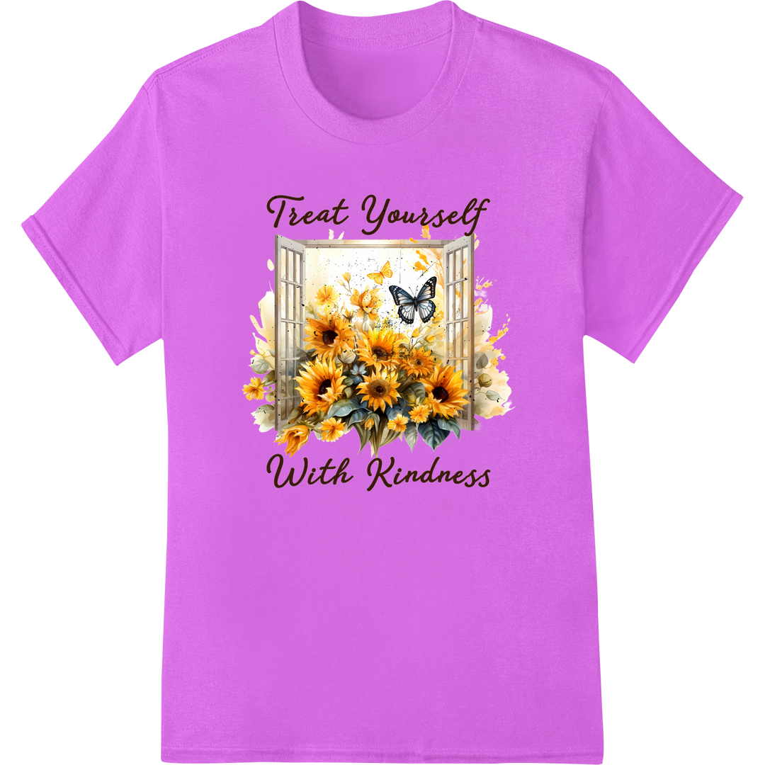 Sunflower Butterfly Kindness DTF Print Heat Transfer on purple shirt - SUPERDTF-DTF Prints-DTF Transfers-Custom DTF Prints