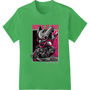 Personalized customized apparel design for World at War: Robotic Warrior in Pink Flames - DTF Print