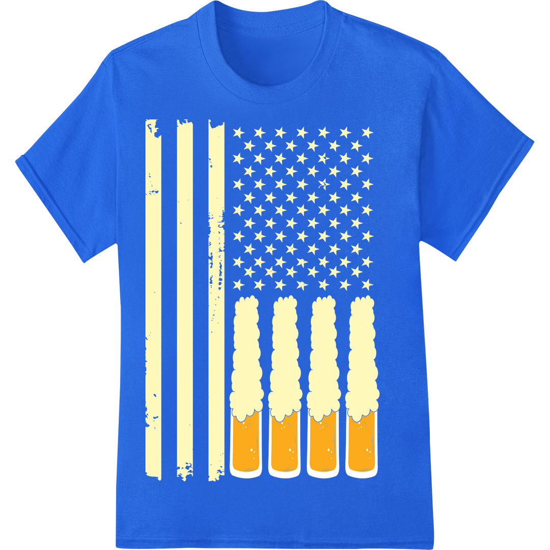 Patriotic Brews: Celebrate Freedom with Friends on blue shirt - SUPERDTF-DTF Prints-DTF Transfers-Custom DTF Prints