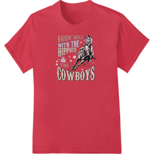 Raisin' Hell: Bold Western Cowboy DTF Print Transfer featuring professional t shirt prints