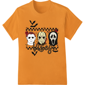 Cutting-edge custom t-shirts featured on Spooky Slasher Trio: Halloween Vibes Heat Transfer Print