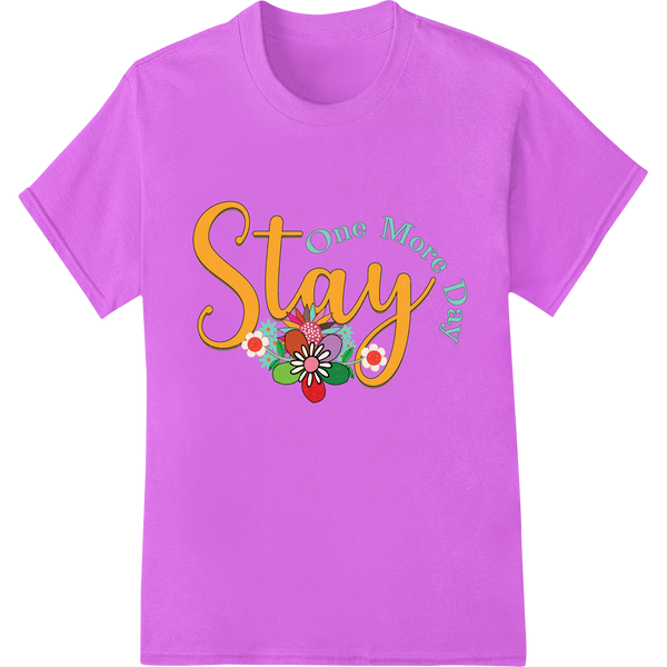 Stay Strong: Vibrant Retro 'Stay One More Day' DTF Print on purple shirt - SUPERDTF-DTF Prints-DTF Transfers-Custom DTF Prints