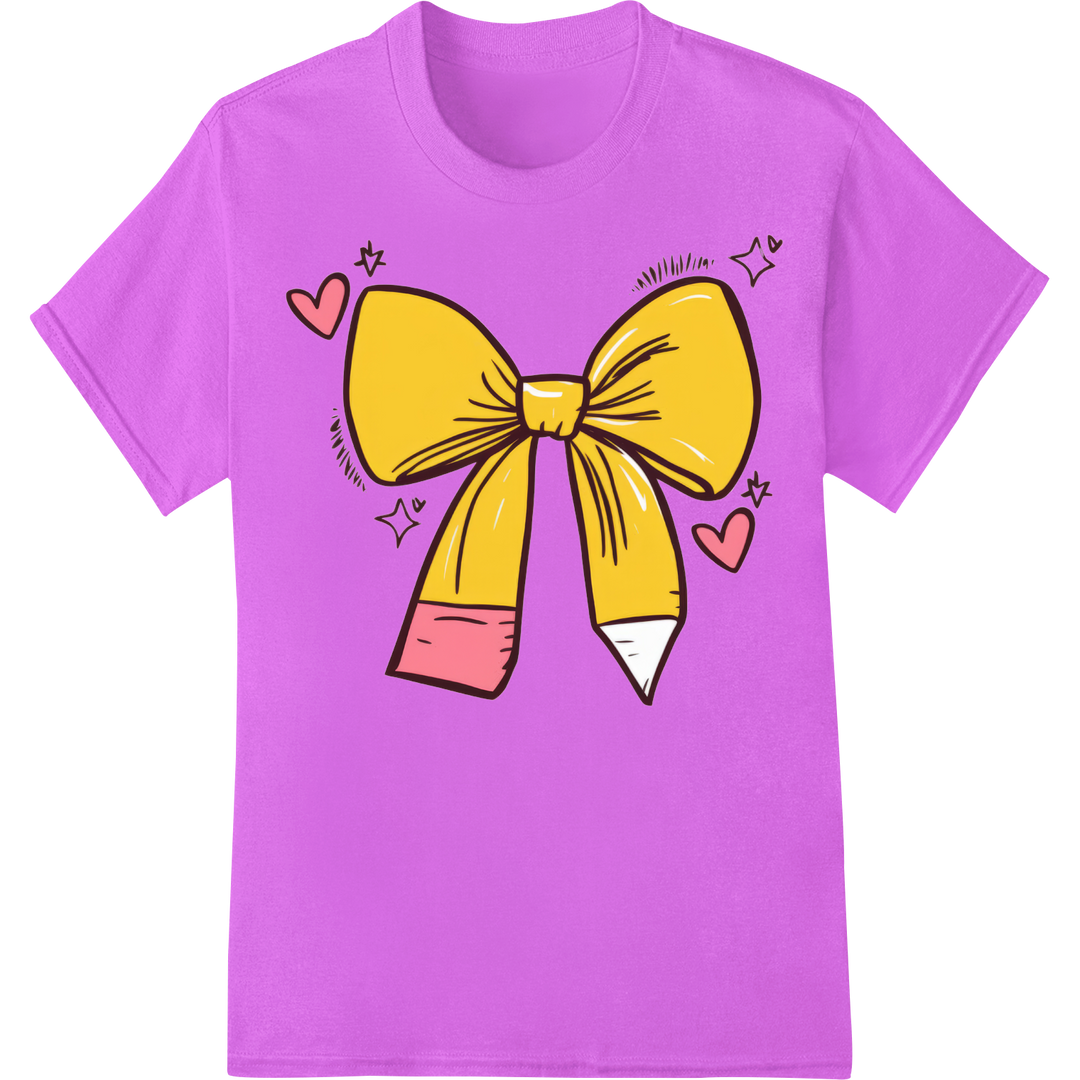 Adorable Yellow Bow DTF Print for Back to School Style on purple shirt - SUPERDTF-DTF Prints-DTF Transfers-Custom DTF Prints