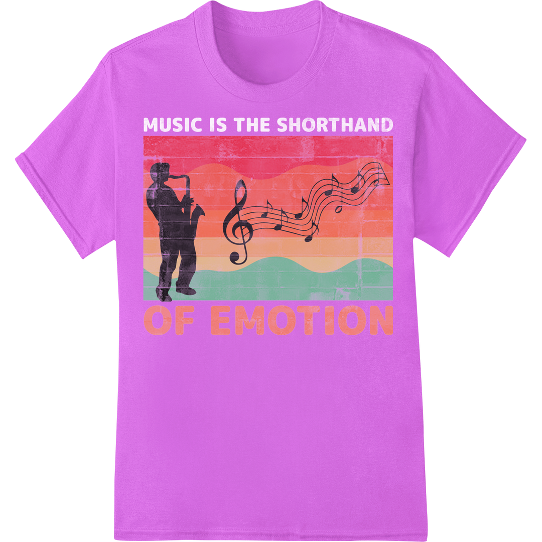 Retro Music Joy: Emotion in Motion DTF Print Heat Transfer on purple shirt - SUPERDTF-DTF Prints-DTF Transfers-Custom DTF Prints